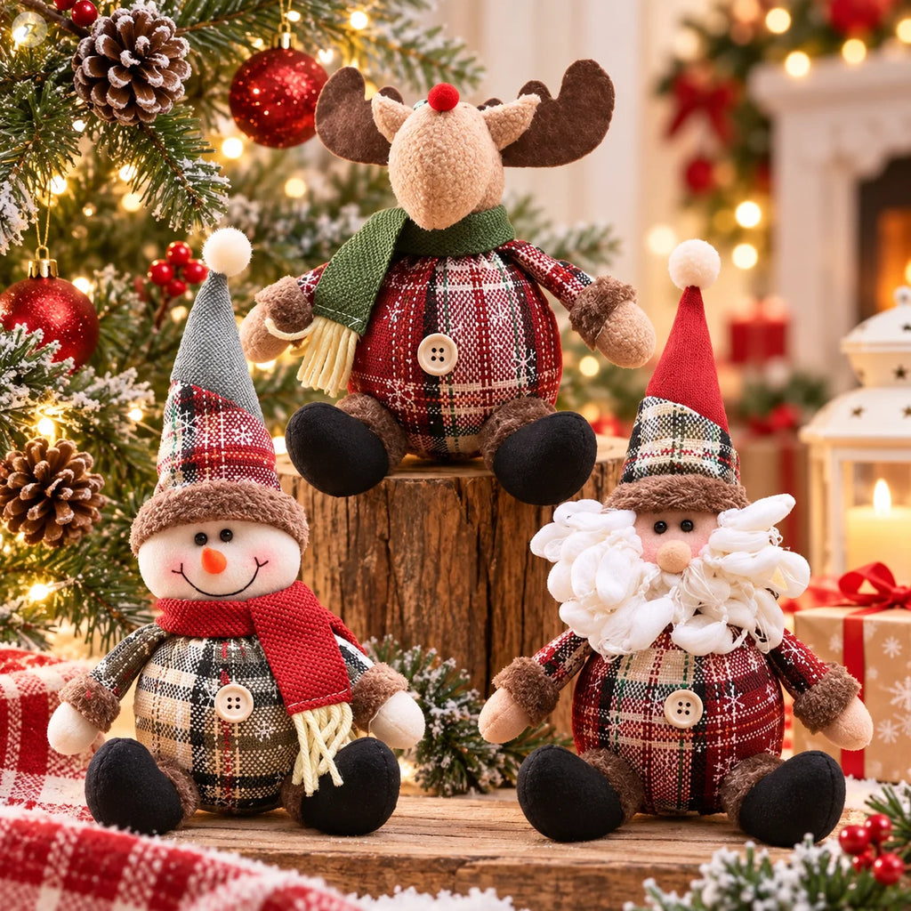 Bonecos de Natal para decoração de árvores, incluindo o Papai Noel, o boneco de neve e as figuras de renas, para decoração de casa, presentes de aniversário e para celebrar o Natal.