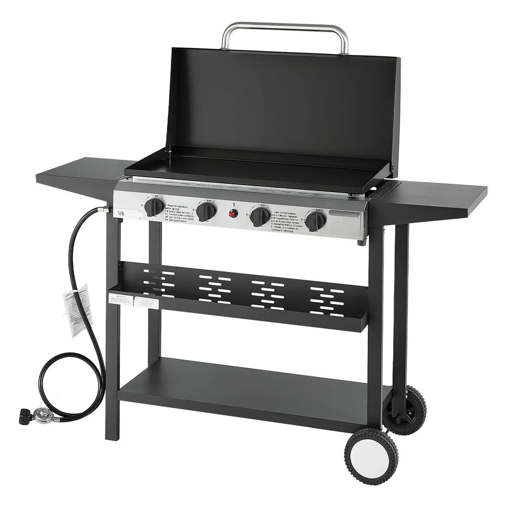4-Burner Gas Propane Griddle 29-Inch Flat Top Grill Plate with Wheels Lid 28000 BTU Outdoor Electric Grills & Griddles