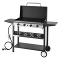 4-Burner Gas Propane Griddle 29-Inch Flat Top Grill Plate with Wheels Lid 28000 BTU Outdoor Electric Grills & Griddles
