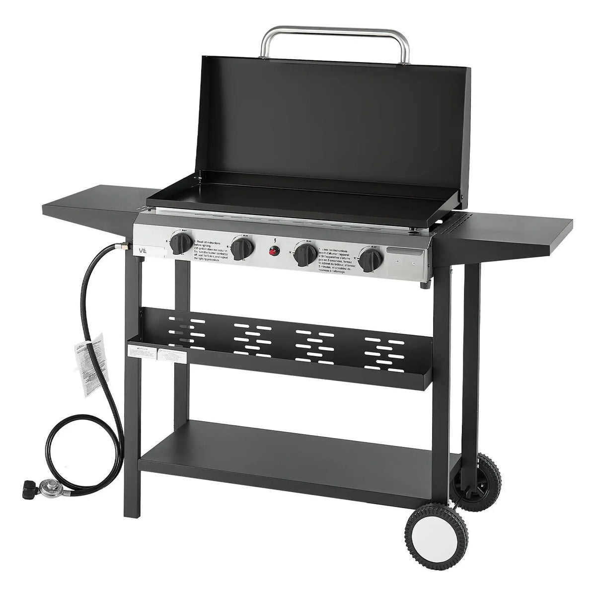 4-Burner Gas Propane Griddle 29-Inch Flat Top Grill Plate with Wheels Lid 28000 BTU Outdoor Electric Grills & Griddles