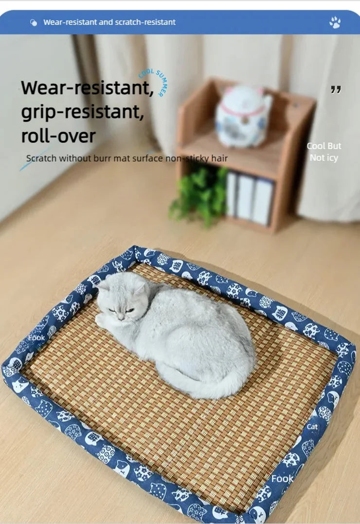 Cama para animais de estimação para gatos e cães, adequada para todas as estações, tapete refrescante de verão, confortável e resistente a pelos, suprimentos para animais de estimação com o.