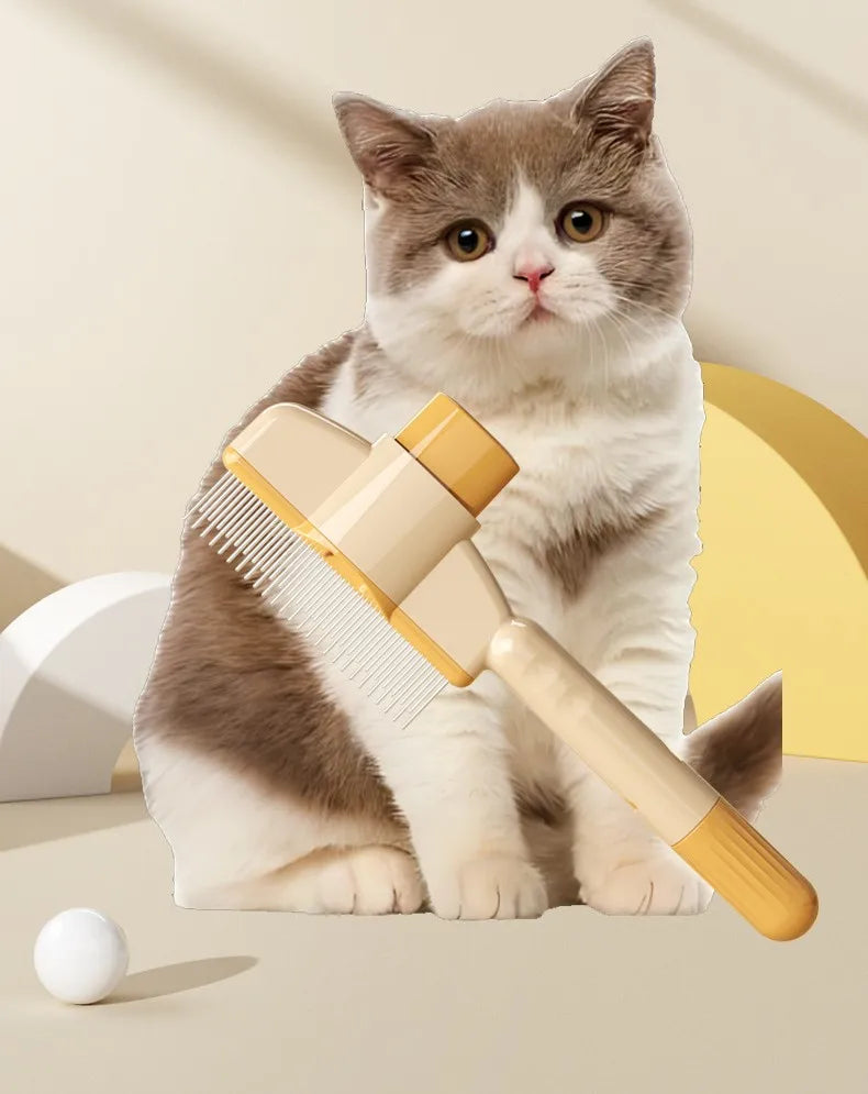 Escova para Gatos e Cães com Botão de Limpeza Automática, Removedor de Pelos, Escova de Massagem para Higiene de Animais de Estimação