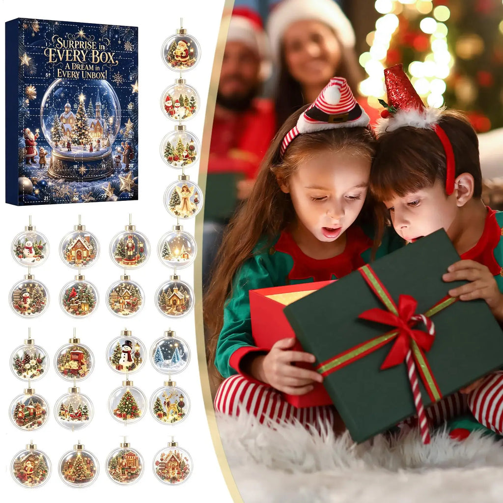 Calendário de contagem regressiva para o Natal, com motivos de paisagem nevada, enfeites reutilizáveis, modelo clássico de 24 dias, enfeites de acrílico planos para guardar como lembrança, ideal para proprietários de ca