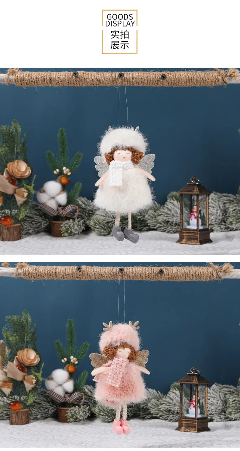 Natal Pendurado Malha Sequin Saia, Anjo Xmas Árvore Pingente Enfeites, Decoração de Casa, Noel, Presentes, 2022