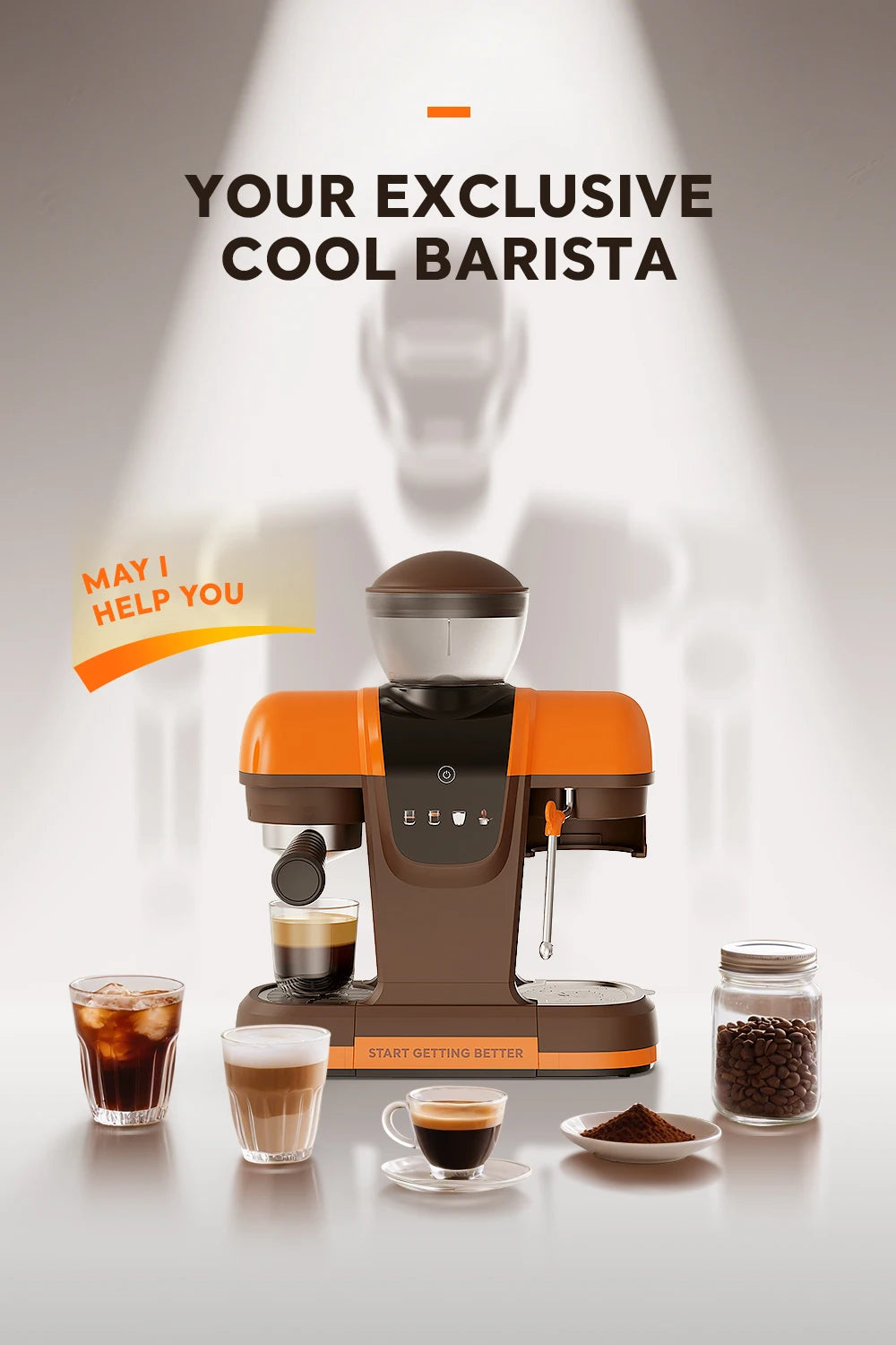 Máquina de Café Espresso Semi Automática I Cafilas 19 Bar com Moedor de Grãos para Cappuccino e Latte com Sistema de Espuma de Leite