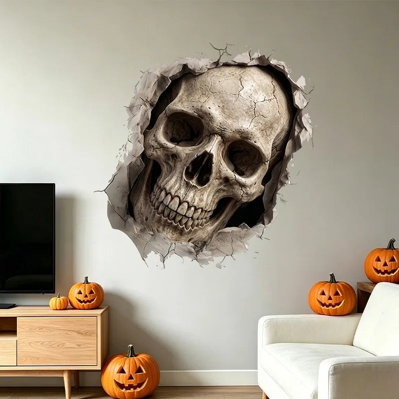 Adesivos de Parede de Esqueleto de Halloween, Decoração Divertida para Sala de Estar e Quarto