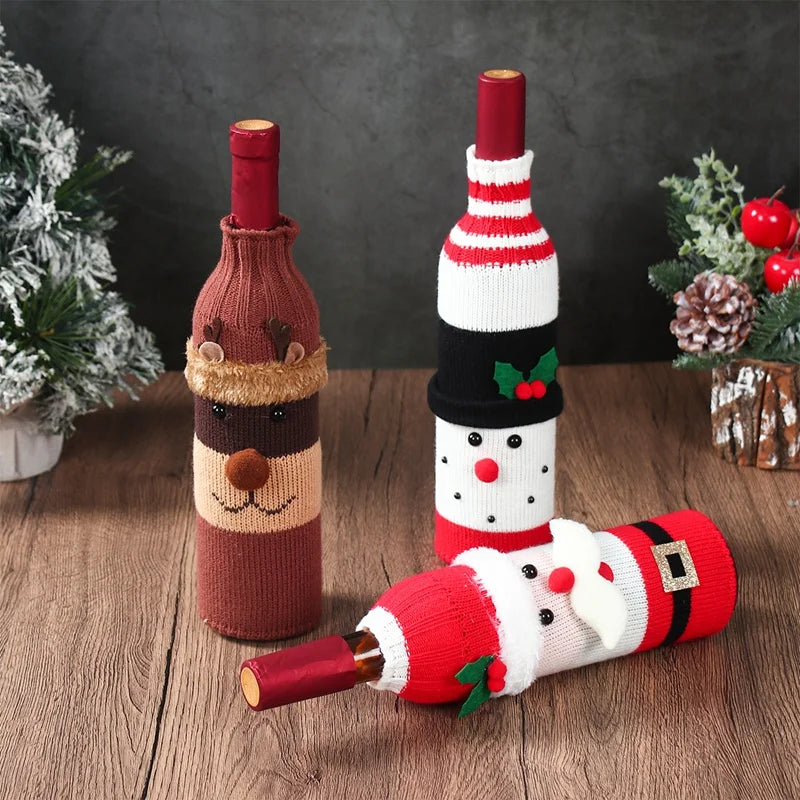 Natal garrafa de vinho capa feliz natal decorações para casa 2025 navidad noel natal ornamentos presente de natal feliz ano novo 2026
