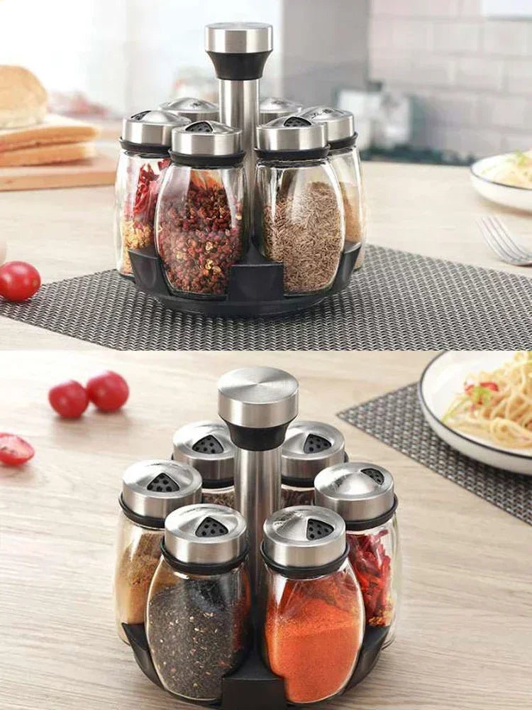 Organizador Giratório de Temperos para Bancada, Torre de Armazenamento de Temperos Giratória com 6/12 Potes Vazios, Suporte para Temperos