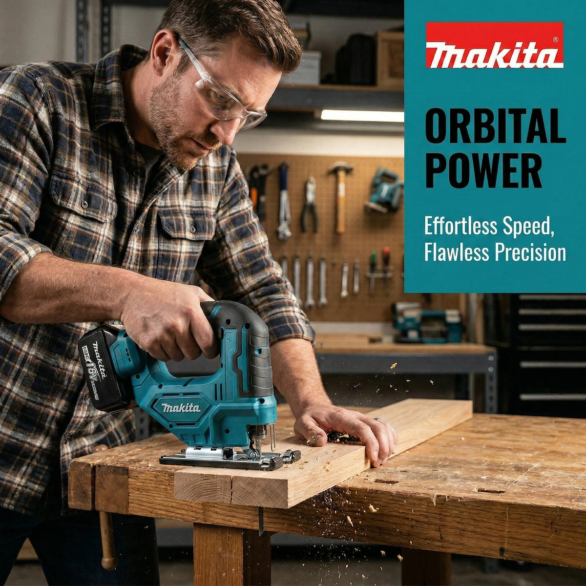 Serra Tico-Tico Makita DJV182Z 18V Sem Escovas, Curso de 26mm, 3500SPM, Serra Sem Fio para Corte de Madeira Curva