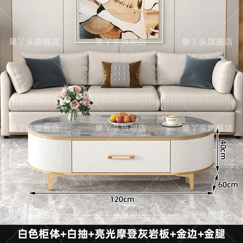 Mesa de Jantar, Mesa de Centro para Escrita e Café, Gavetas Móveis, Mesa Lateral de Luxo com Armazenamento para Sala de Estar, Mesa Auxiliar Moderna, Móveis Modernos