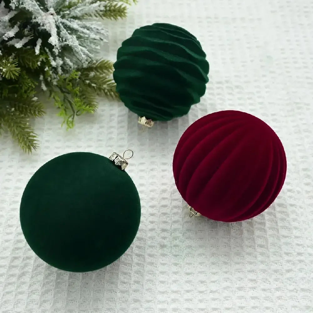 Conjunto de 12 Bolas de Natal de Veludo Flocado de 6CM, Bolas para Pendurar na Árvore de Natal, Acessórios de Decoração para Casa, Ano Novo 2026