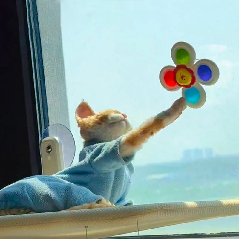 3 peças de brinquedos de banheiro para gatos, brinquedos giratórios de dedo, brinquedos giratórios com ventosa de animais de desenho animado para banho e natação, brinquedos antiestresse, chocalho para gatos, presente pa