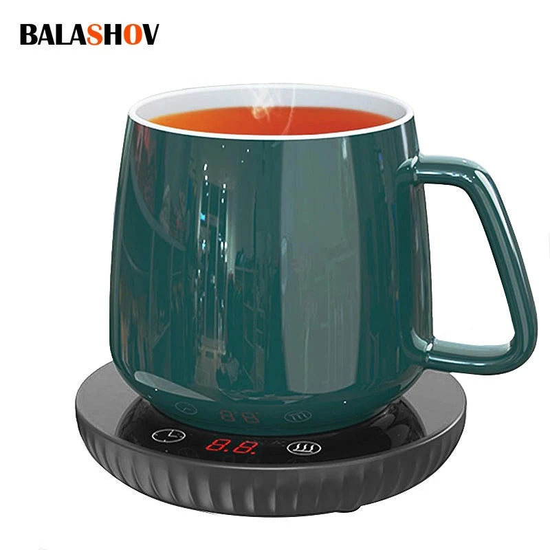 Caneca copo mais quente café leite chá copo de água aquecimento elétrico touch pad temperatura ajustável chá quente aquecedor mais quente plugue da ue