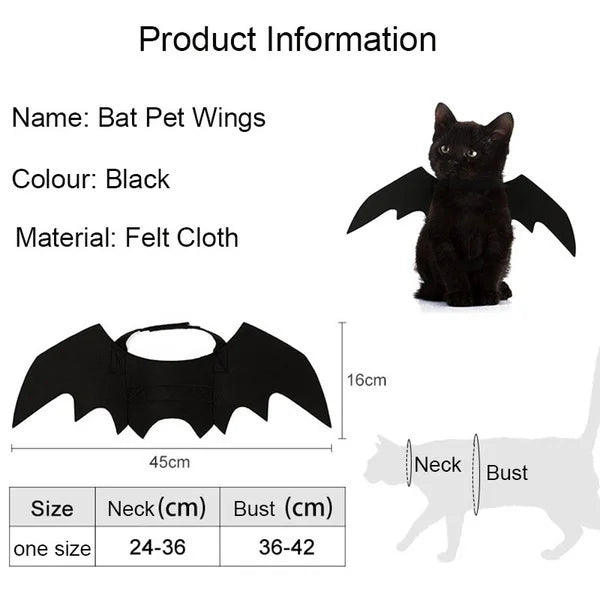 Fantasia de Halloween 2026 para Pets: Asas de Morcego Pretas com Arnês para Gatos e Cães – Perfeita para Festas e Cosplay de Halloween – Acessório Essencial para Pets