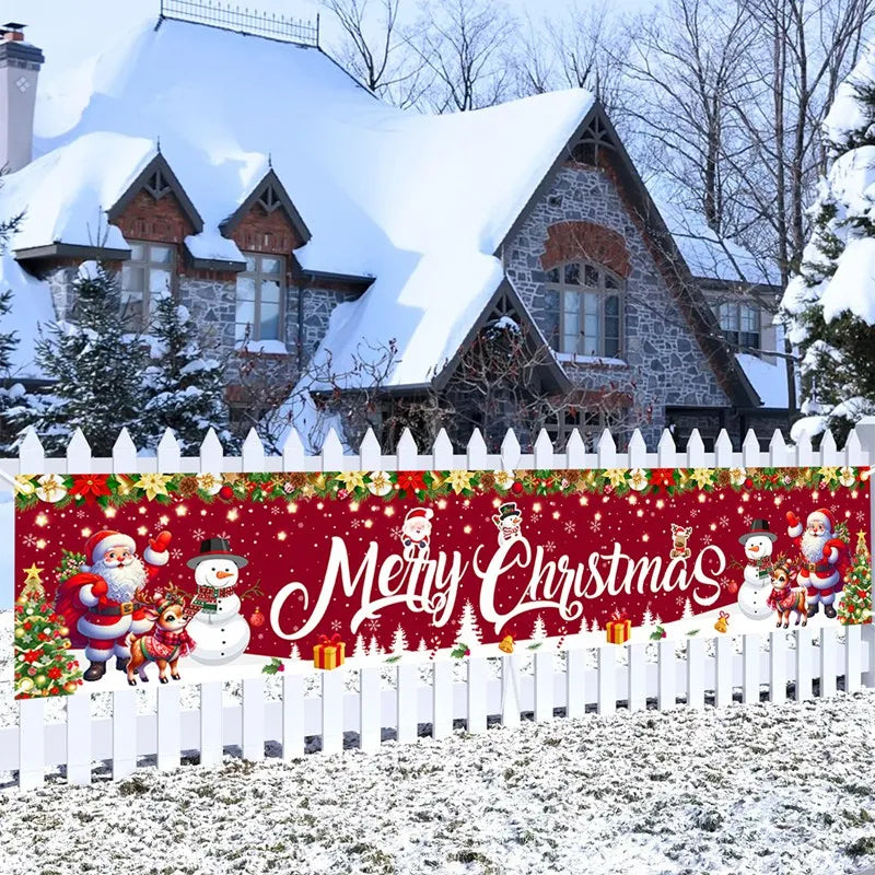 Banner de Natal para Exterior Decorações de Feliz Natal para Casa 2026 Decoração Externa Xmas Navidad Noel Natal Feliz Ano Novo 2027