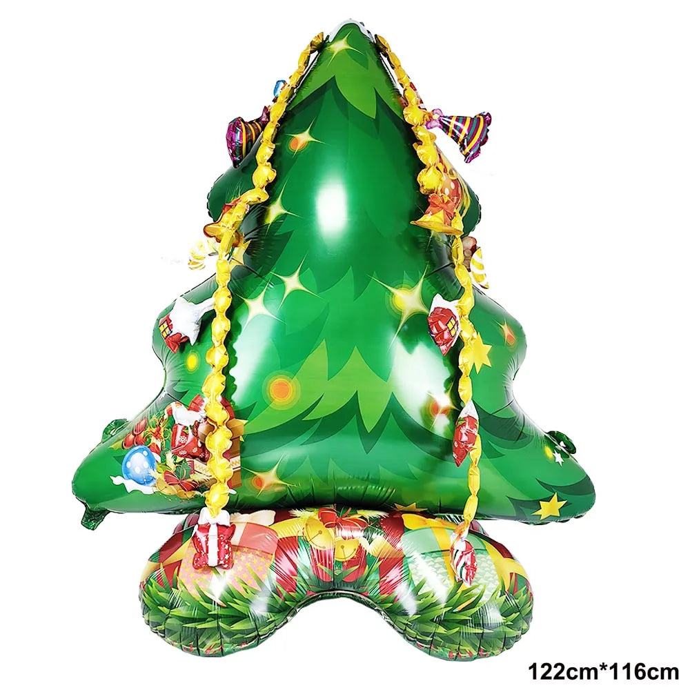 Balão Metalizado de Natal: Boneco de Neve, Rena, Árvore de Natal, Caixa de Presente, Bengala Doce, Luminária de Rua - Decoração de Festa de Inverno e Natal