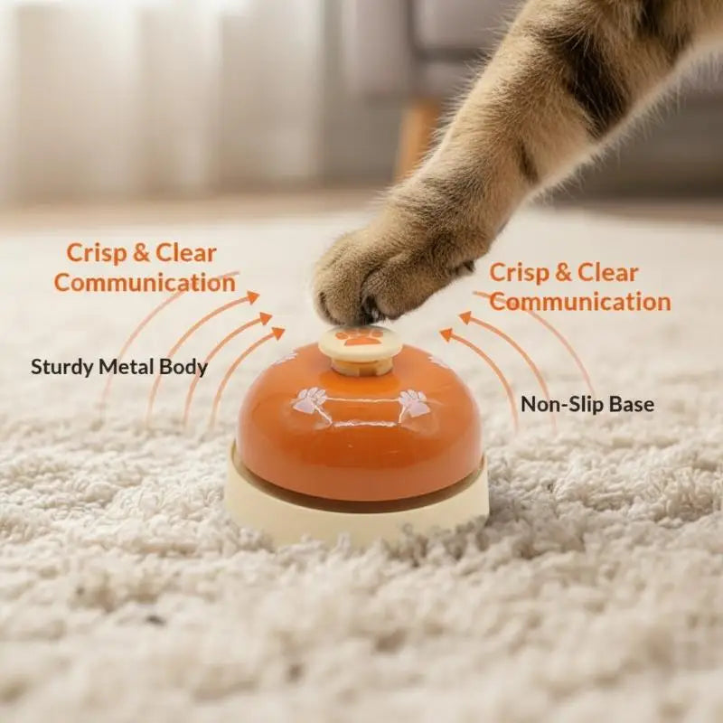 Campainha de Treinamento para Animais de Estimação com Padrão de Patinhas Adorável, Base Antiderrapante para Treinamento de Filhotes e Gatinhos, Alerta de Alimentação, Suprimentos para Animais de Estimação