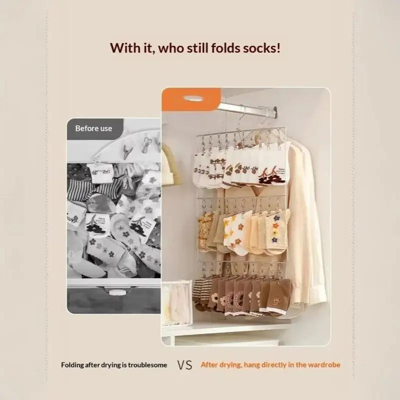 Varal de roupa em aço inoxidável com vários prendedores, resistente à ferrugem, economiza espaço, ideal para meias, roupa interior, varanda e lavanderia [YY32].