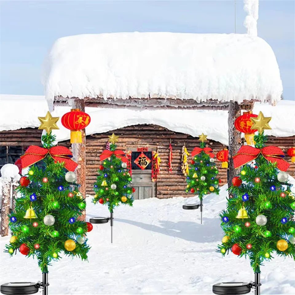 Árvore de natal luzes solares ao ar livre à prova dwaterproof água led jardim caminho gramado paisagem festivo decorativo luzes piso decoração natal