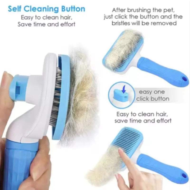 Escova para Cães e Gatos, Escova de Limpeza Automática para Remover Pelos de Animais, Ferramentas de Higiene para Cães e Gatos, Escova Desembaraçadora para Animais de Estimação, Acessórios para Cães