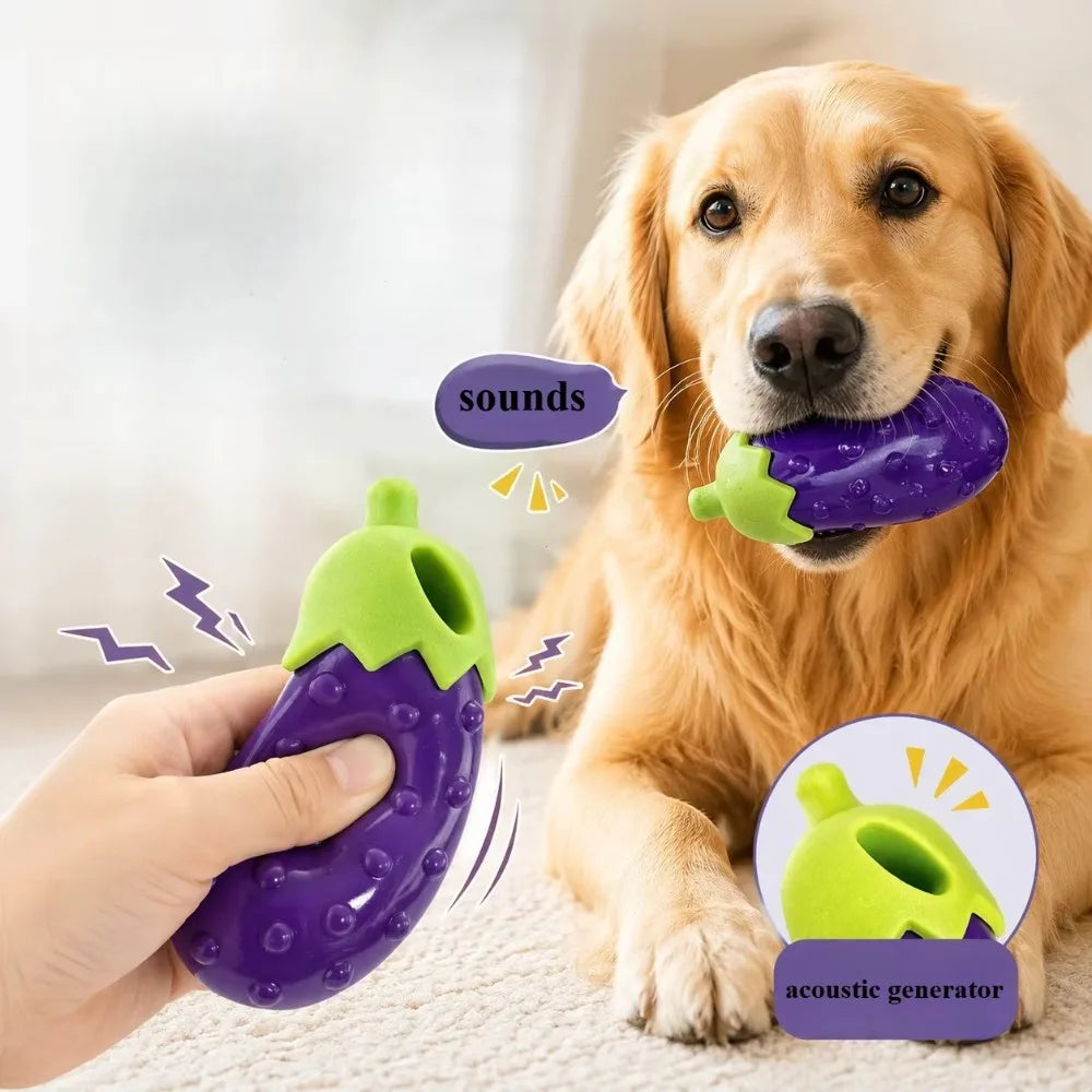 Brinquedo para Cães em TPR com Som e Função de Mastigação, Brinquedo de Mastigar para Animais de Estimação em Forma de Amendoim e Cenoura