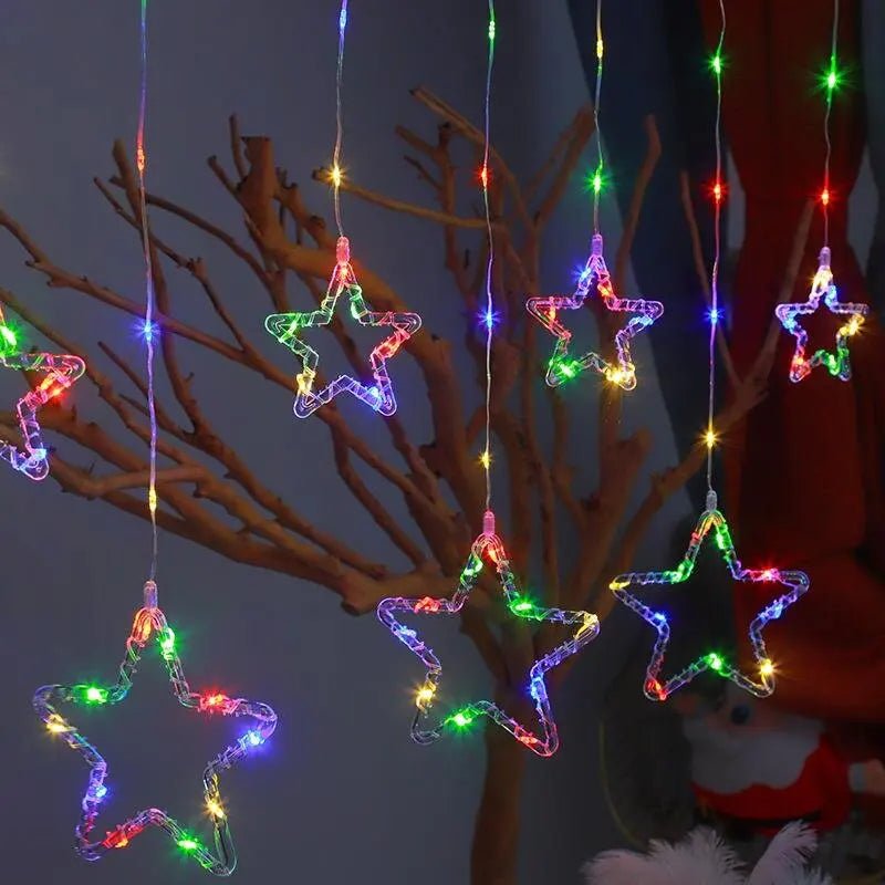 Cortina de Luzes de Natal, Luzes de Fada, 3M, Alimentação USB, Controle Remoto, 8 Modos, Decorações LED para Janelas de Casa