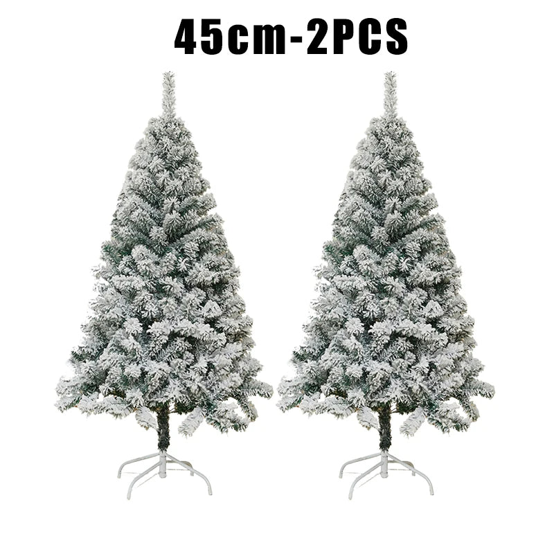 Árvore de natal de pvc flocada branca, efeito de neve realista, pinho artificial, árvore de natal para decoração de exibição de janela de loja