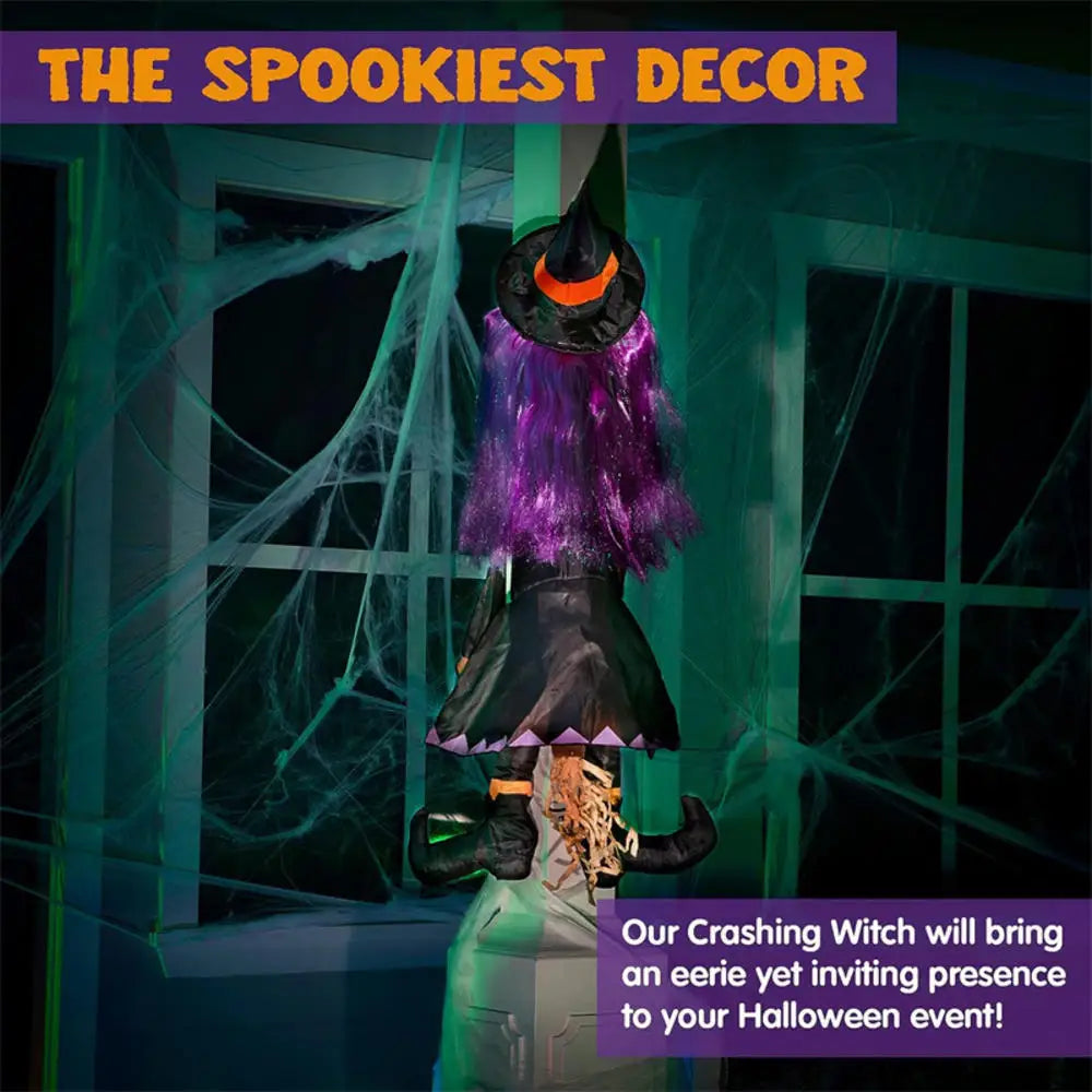 Halloween Crashing Witch na árvore, Bruxa Voadora Clássica, Decoração ao ar livre, Quintal, Gramado, Pátio, Alpendre, Decoração