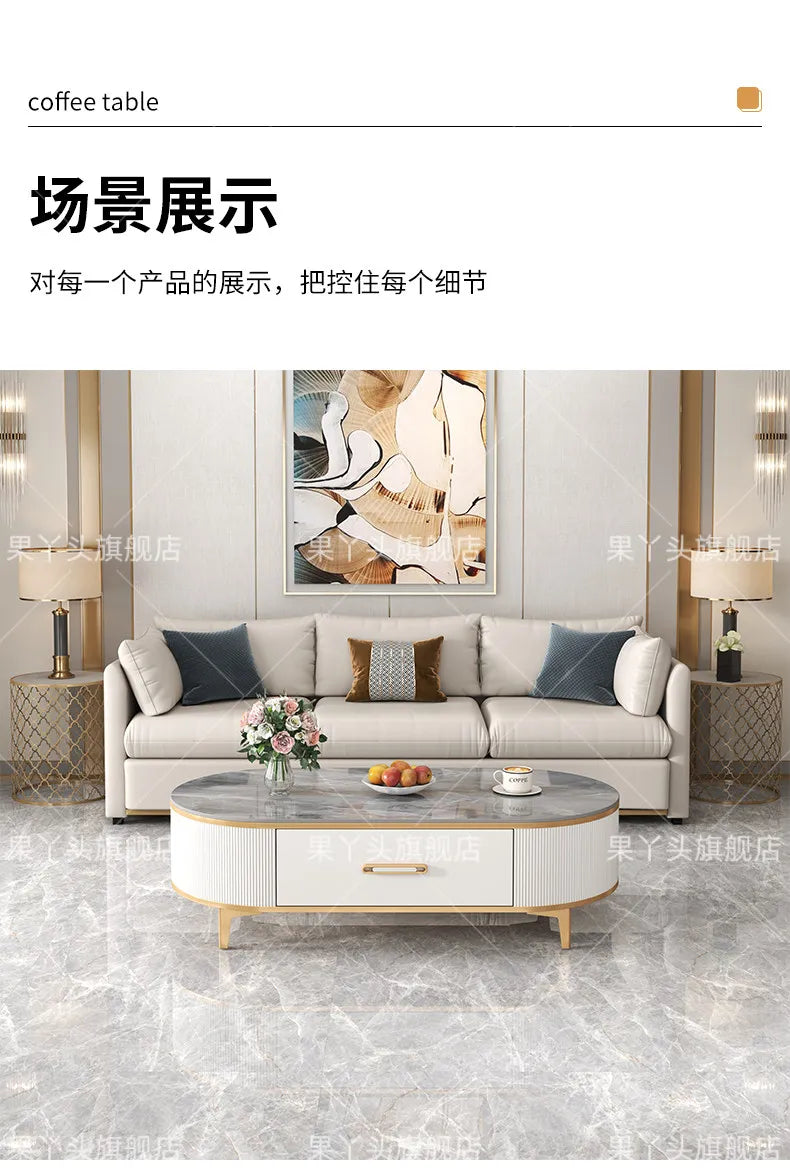 Mesa de Jantar, Mesa de Centro para Escrita e Café, Gavetas Móveis, Mesa Lateral de Luxo com Armazenamento para Sala de Estar, Mesa Auxiliar Moderna, Móveis Modernos