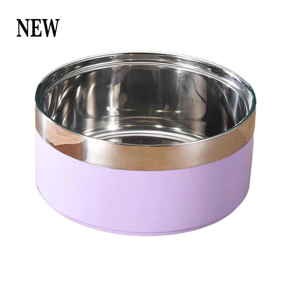 Tigela Personalizada de Aço Inoxidável para Cães e Gatos, Tigela de Alimentação a Vácuo Dupla, Grande Capacidade para Ração e Água