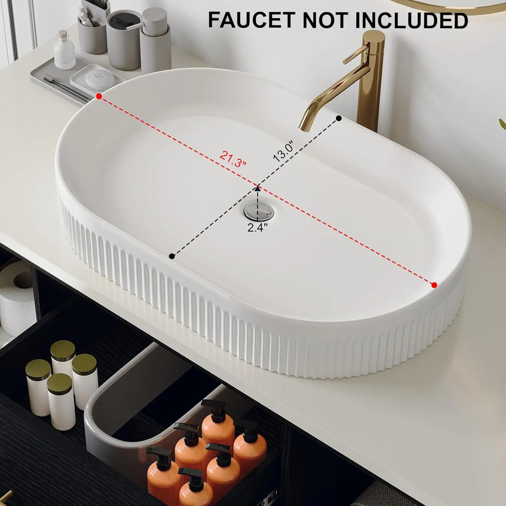 Vanidade de Banheiro Moderna Flutuante de 40 Polegadas com Pia de Cerâmica de Grau AAA Premium, Armário de Madeira Sólida Montado na Parede, 2 Gavetas, Personalizada