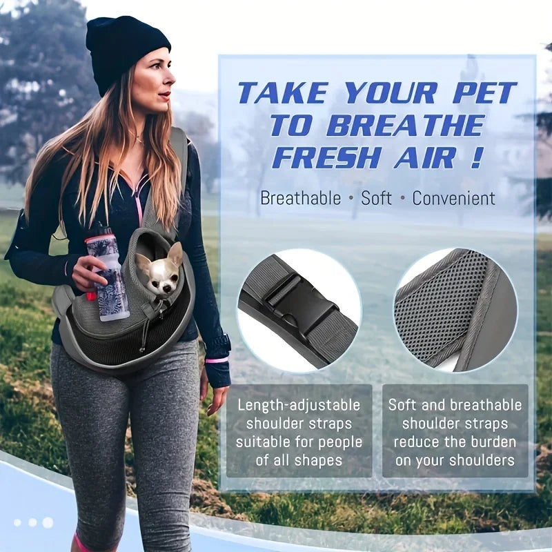 1pc cão para fora mochila, cão sling transportadora malha respirável viagem crossbody saco para filhote de cachorro gato caminhadas acampamento