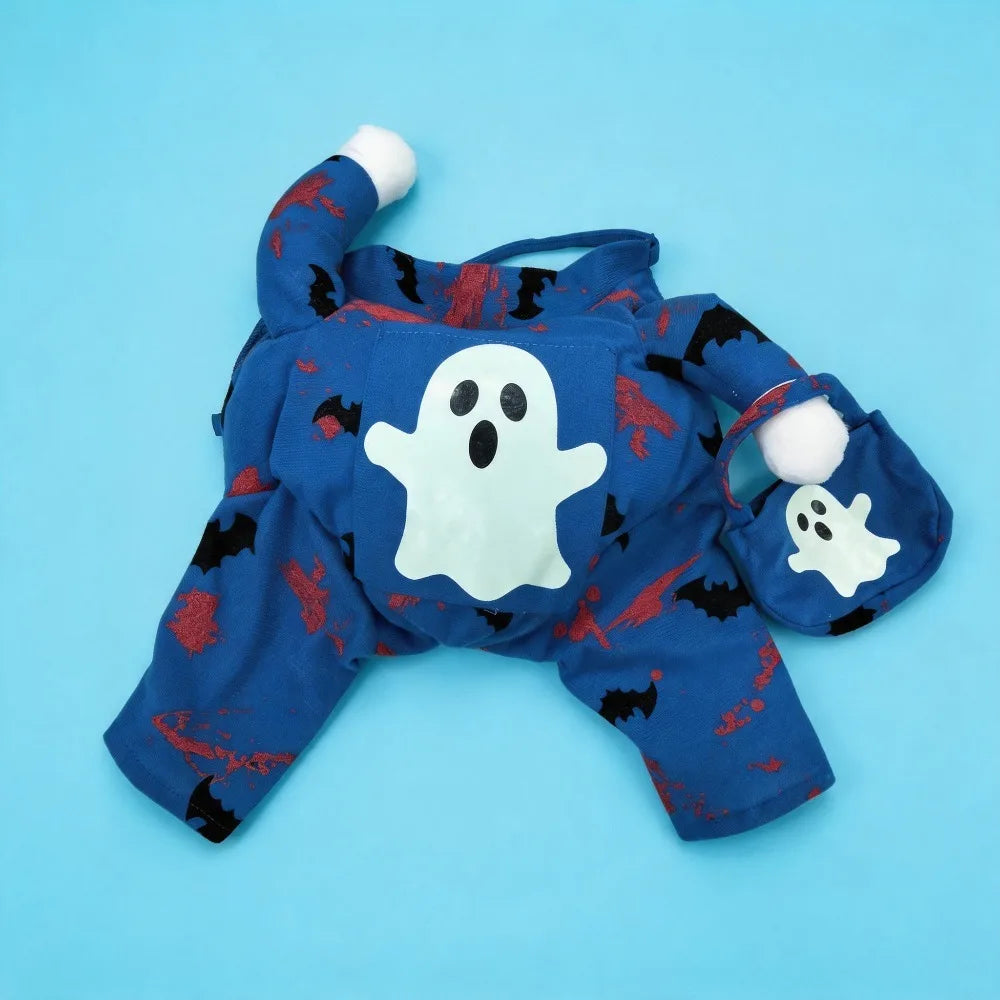 Roupas de Halloween para Cães, Fantasia Engraçada para Animais de Estimação com Fantasma Fluorescente, Vestido Fofo para Cães e Gatos, Conjunto de Roupas Festivas para Festas