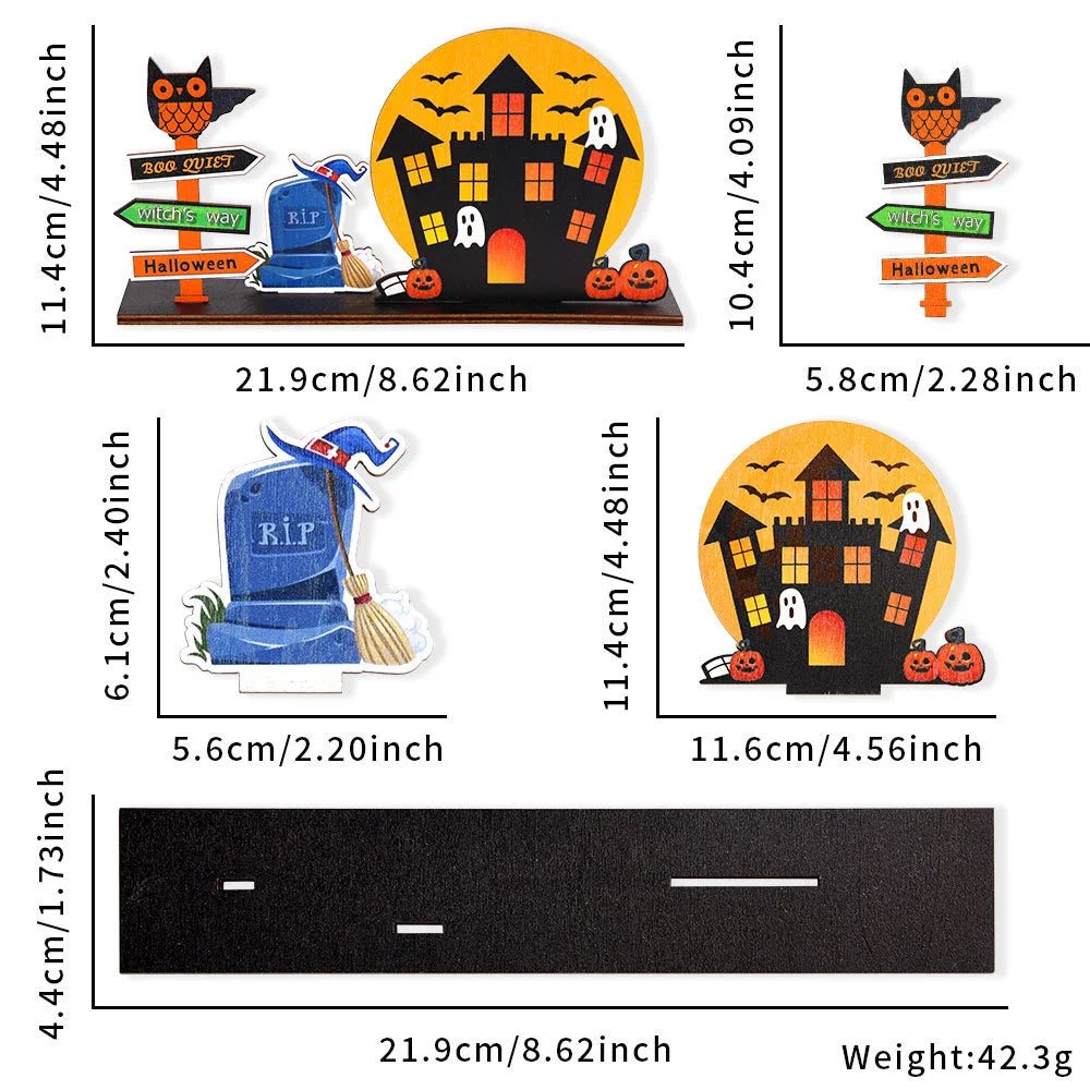 Decoração de mesa de Halloween, logotipo central de abóbora de madeira para casa assombrada, decoração assustadora de Halloween para mesas de reuniões familiares - Kasa & Pet