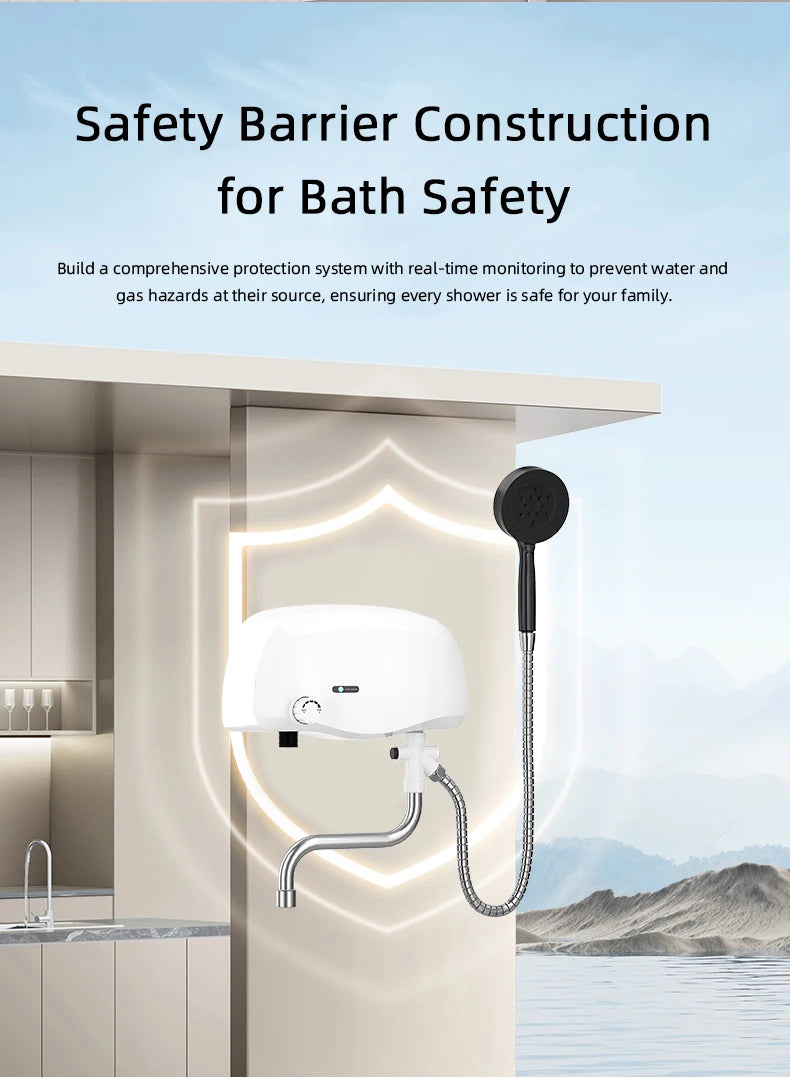 Aquecedor de água instantâneo 3500W, saída dupla de água quente/fria, aquecedores elétricos de água, chuveiro de banheiro com display de temperatura 220V
