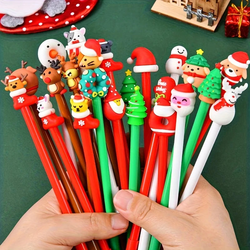 12 canetas neutras com tema de Natal, papelaria de escritório e estudo, bons presentes para estudantes, diversos estilos, decorações DIY de férias