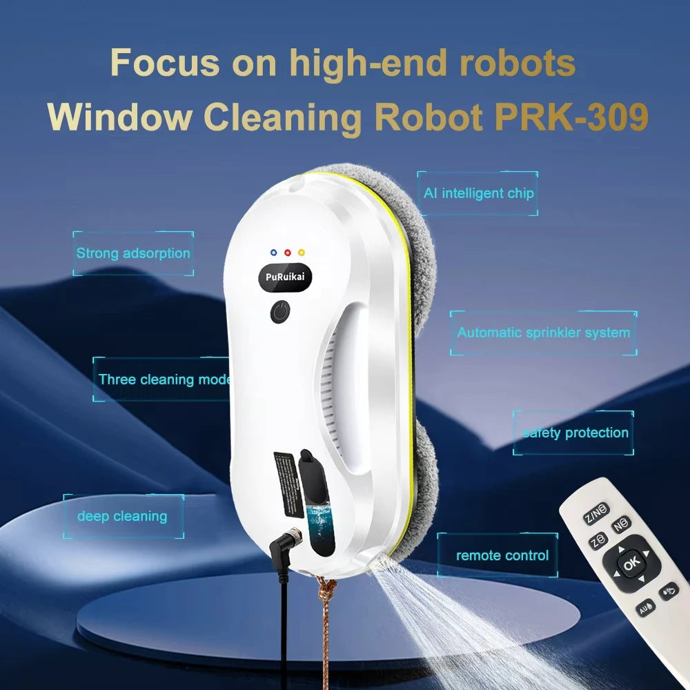 Robô de Limpeza Automático para Janelas PuRuiKai, Com Sistema Inteligente de Detecção de Bordas, Limpador de Vidros Robótico