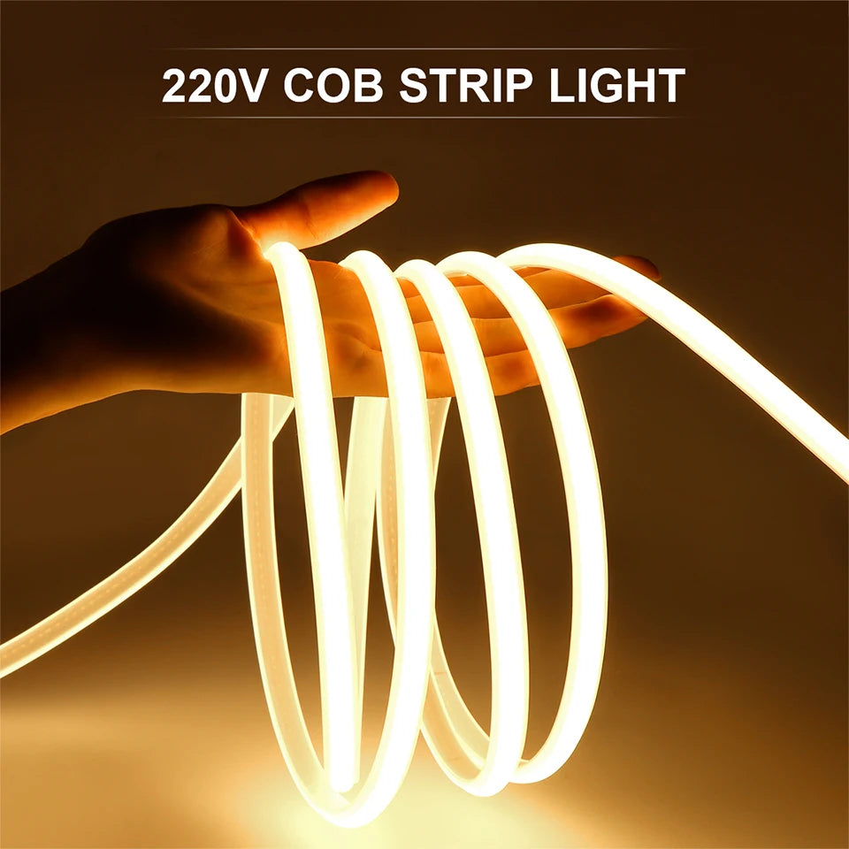 1m-35m brilho surper cob led luz de tira 288leds/m ra90 220v ao ar livre tubo de silicone à prova dwaterproof água para quintal piscina caminho