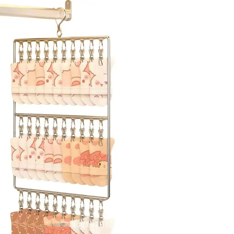 Varal de roupa em aço inoxidável com vários prendedores, resistente à ferrugem, economiza espaço, ideal para meias, roupa interior, varanda e lavanderia [YY32].