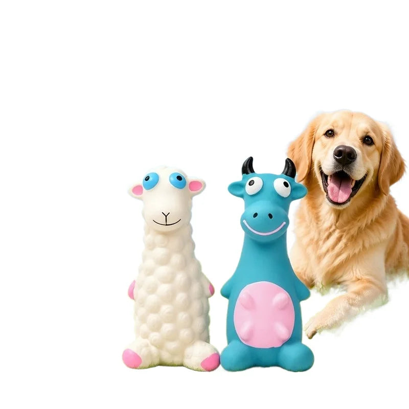 Brinquedos de látex para animais de estimação: brinquedos de borracha para mastigar, com formatos de boi e ovelha, ideais para limpar os dentes dos cães. Brinquedo para mastigar resistente a mordidas, com som, para cães.