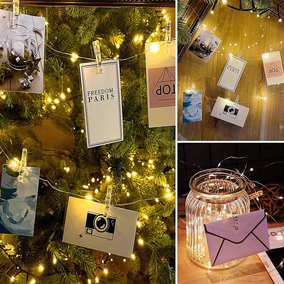 LED String Lights Photo Clip USB Bateria Operado Guirlanda Fada Lâmpada Decoração De Natal Feriado Festa De Casamento Xmas Iluminação