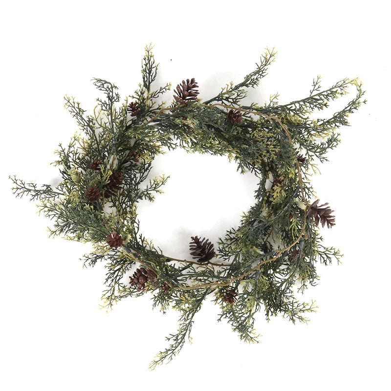 Grinalda de natal artificial pinha videira pendurado floral folhagem guirlanda decorações de natal para casa navidad ornamentos de natal