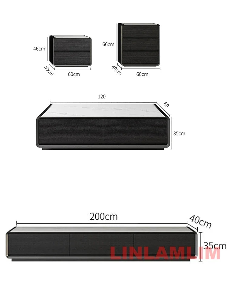 Mesa de Café e Rack para TV com Armários de Armazenamento, Conjunto de Móveis Modernos Brancos para Sala de Estar, Conjunto de Centro de Entretenimento Contemporâneo