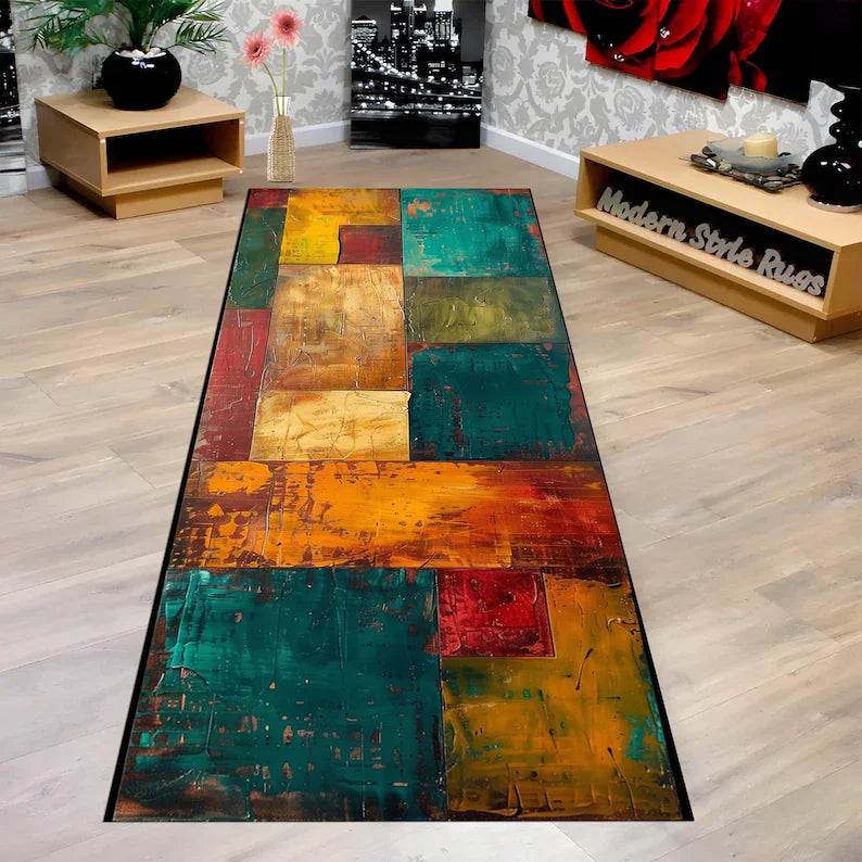 Tapete Passadeira Vermelho Ornamentado Lavável Antiderrapante para Corredor, Tapete de Boas-Vindas para Protocolo, Comprimento e Tamanho Ilimitados