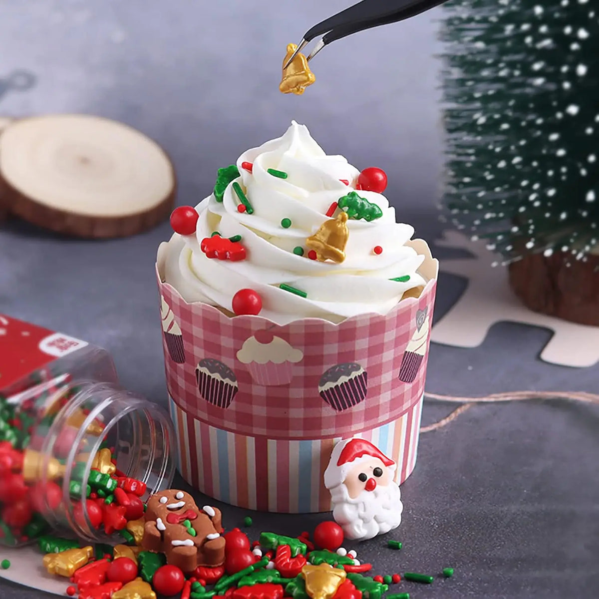 Natal Sprinkles Mix para Cookie Baking Decor, árvore de Natal, Papai Noel, Jimmies, vermelho e verde Polvilhe