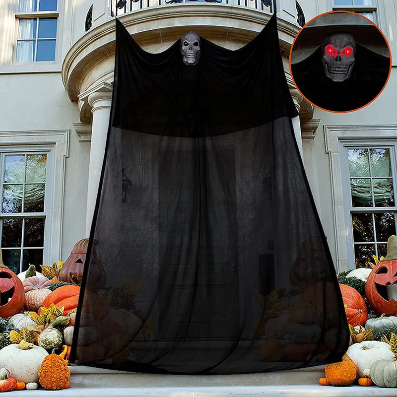 Crânio Suspenso Fantasma Para O Halloween, Decoração De Casa Assombrada, Som LED, Ornamento, Bar Interior E Exterior, Decoração De Festa De Halloween