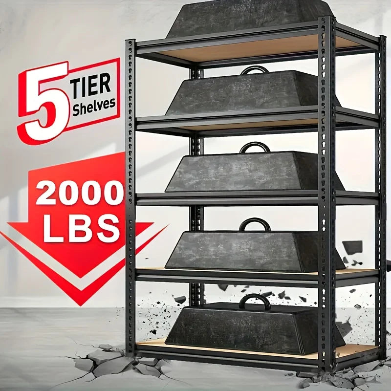Unidade de prateleira de armazenamento resistente de 2.000 libras Rack de metal ajustável de 5 camadas Fácil montagem Organização de armazém de garagem