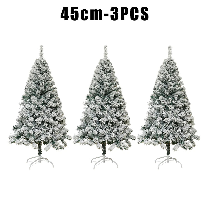 Árvore de natal de pvc flocada branca, efeito de neve realista, pinho artificial, árvore de natal para decoração de exibição de janela de loja