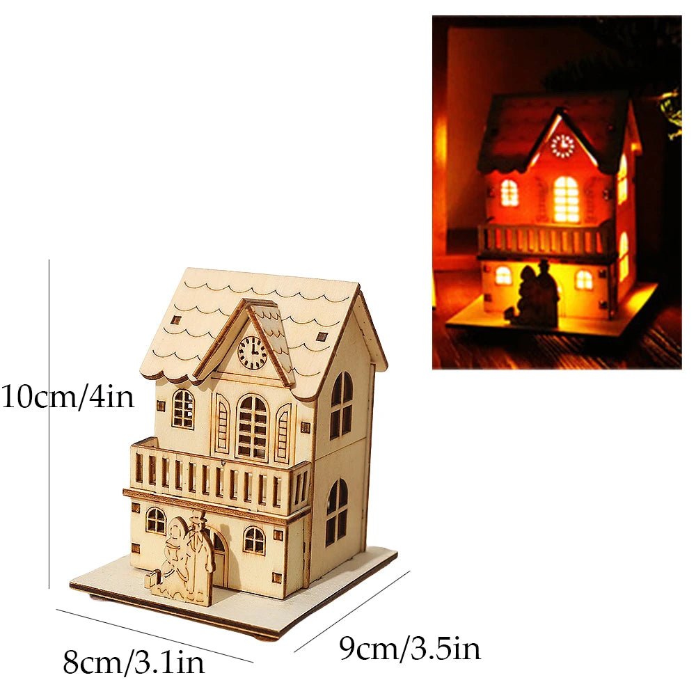 Decorações de natal natal led luz casa de madeira luminosa cabine mesa ornamentos noite lâmpada para casa ano novo crianças presentes