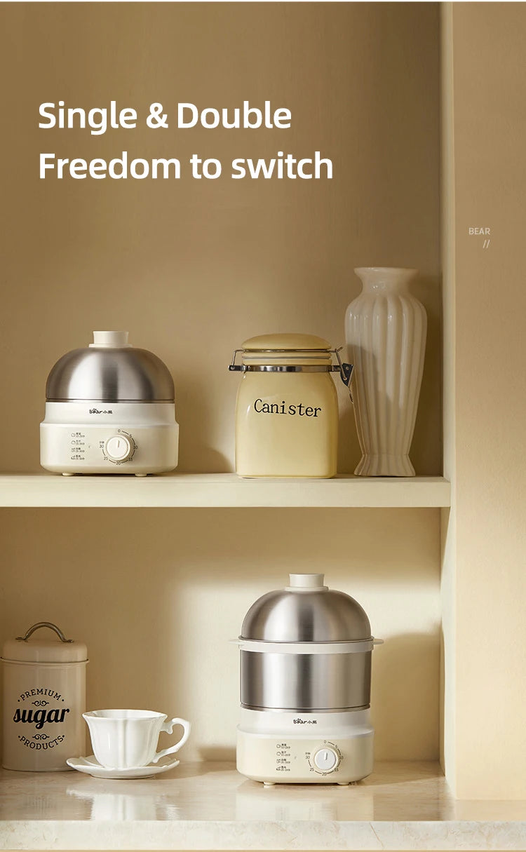 Caldeira elétrica automática de ovos, máquina de café da manhã, vaporizador multicooker, fogões de ovos, waffle doméstico, fogão a vapor com temporizador, 360W